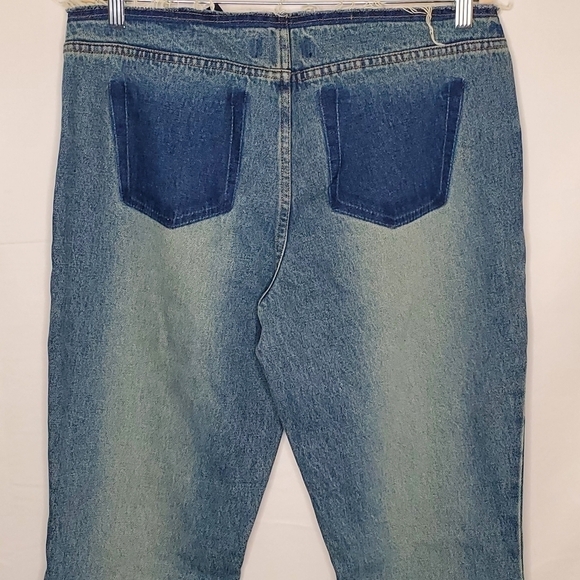 LondonJean Flare Fringe Jeans Size 14 Y2K Retro Frayed Waist Boho Denim Groovy - Picture 5 of 14